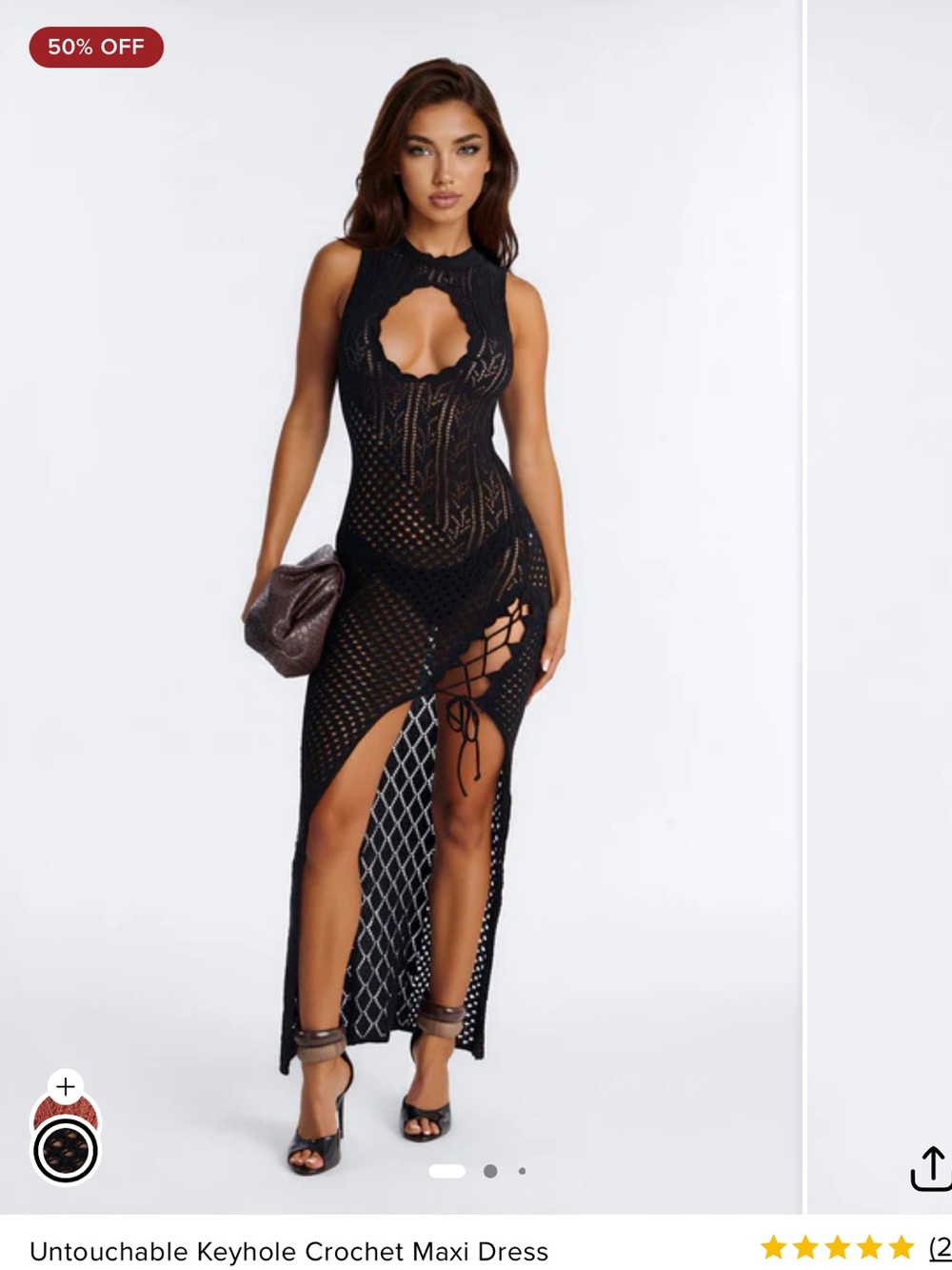 Fashion Nova Black Crochet Keyhole Maxi Coverup